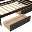 Lit simple avec bibliothèques en L et tiroirs de rangement, lit électrique de taille pin, 2 prises de courant, bois durable-388812983