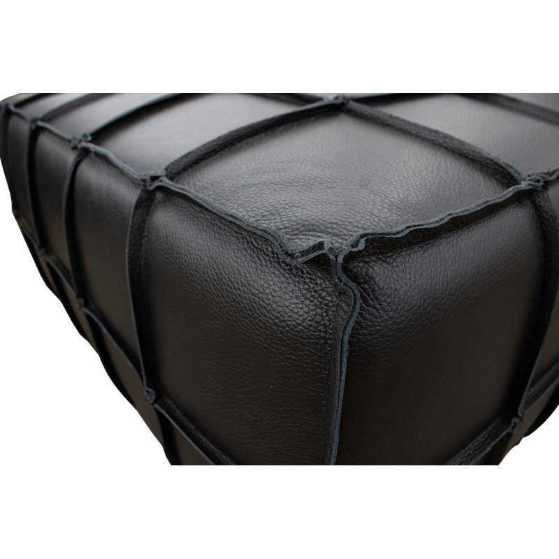 Pouf en cuir Lunarae, Noir