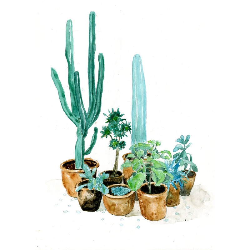 The Cactus I - Painting Print, 76 cm H x 51 cm W, Wrapped Canvas