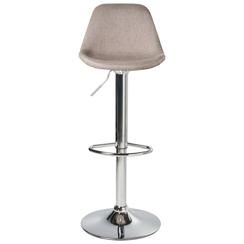 Swivel Upholstered Adjustable Height Bar Stool, Beige Fabric