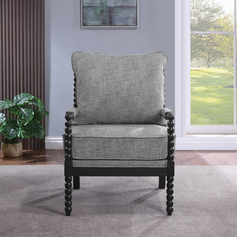 Fletcher 26.75" Wide Armchair, Graphite 100% Polyester, Black