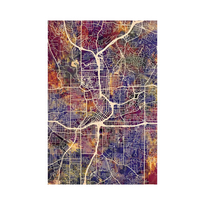 Atlanta Georgia City Map II by Michael Tompsett - 1 Piece Wrapped Canvas Wall Art