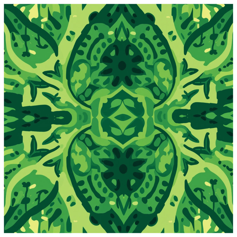 Tapis de bain vert à motif ornemental, L 24 po x L 17 po