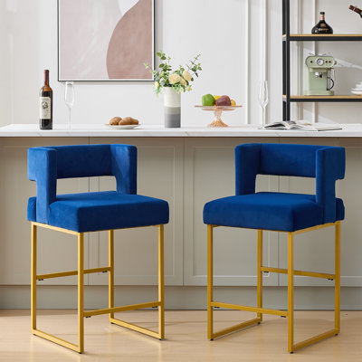 Upholstered 26'' Counter Stool with Metal Frame (Set of 2)