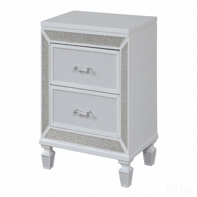 Table de chevet 2 tiroirs, moderne, finition bois