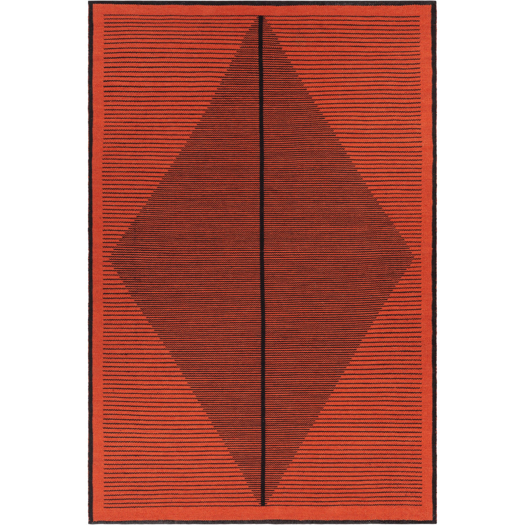 Ferdinand Authentic Hand-Woven Handmade Muted Orange & Black Minimalist Geometric Eco-Friendly Indoor/Outdoor Area Rug Union Rustic Rug