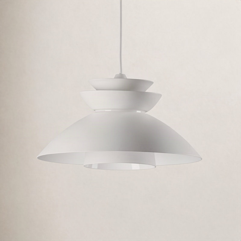 Luminaire suspendu en forme de dôme à 1 lumière Hannes, Blanc