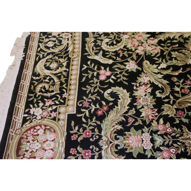 High-Quality Hand-Knotted Black Area Rug