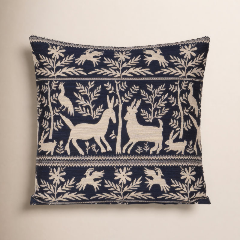 Leandra Bernardine Indigo Throw Pillow, Polyester, Square 16"
