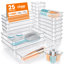  Ensemble de 25 tiroirs en plastique transparent empilables 4 tailles