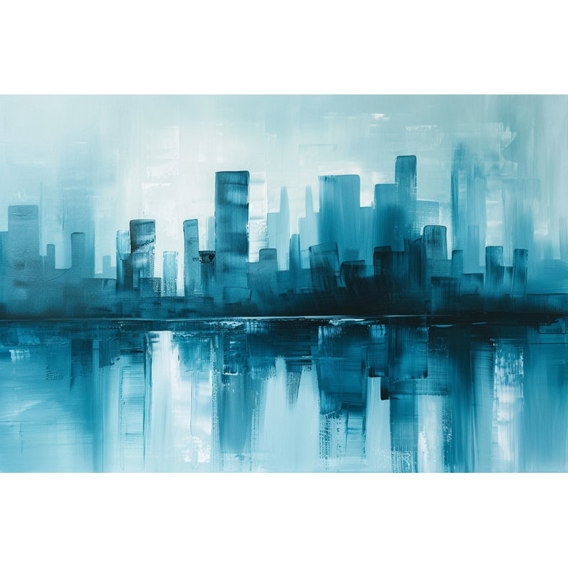 Art mural sur toile Teal Harbor Towers, H 16 po x l 24 po x P 1,5 po