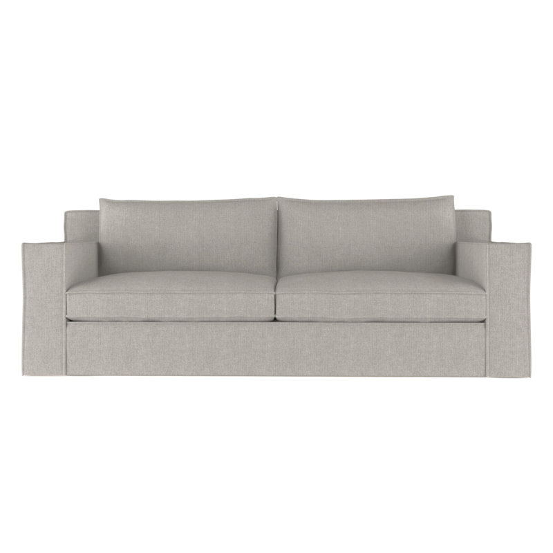 Mulberry Square Track-Arm Sofa with Flange Seam, Box Weave Linen Silver Streak, 33" H x 108" W x 40" D, Weathered