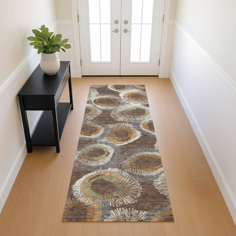 Machine Washable Indoor/Outdoor Corbin ACN2278 Geometric Rug, Runner 2'3" x 7'6"