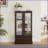 Curio Display Cabinet, Lighted American Retro with Adjustable Shelves, 2 Doors &amp; 1 Drawer, Cherry | MDF+glass-763622469