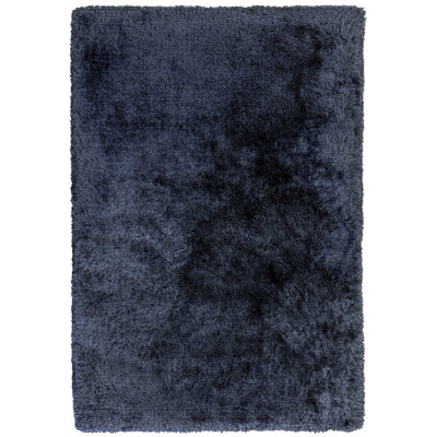 Plush Deep Pile Shaggy Navy Rug