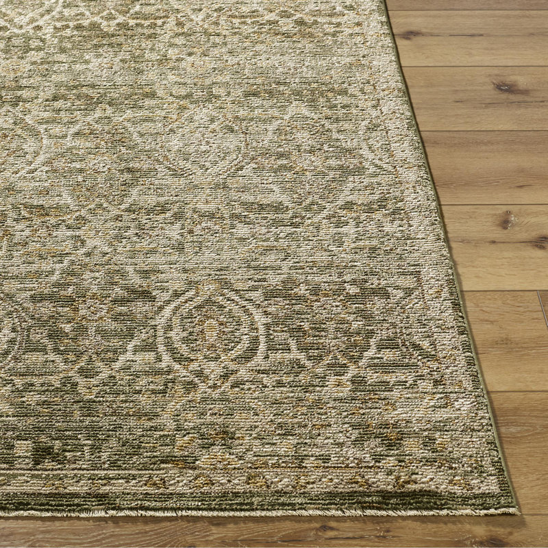 Myrtle Avenue Olive and Taupe Vintage Moroccan Area Rug, 5'3" x 7'7"