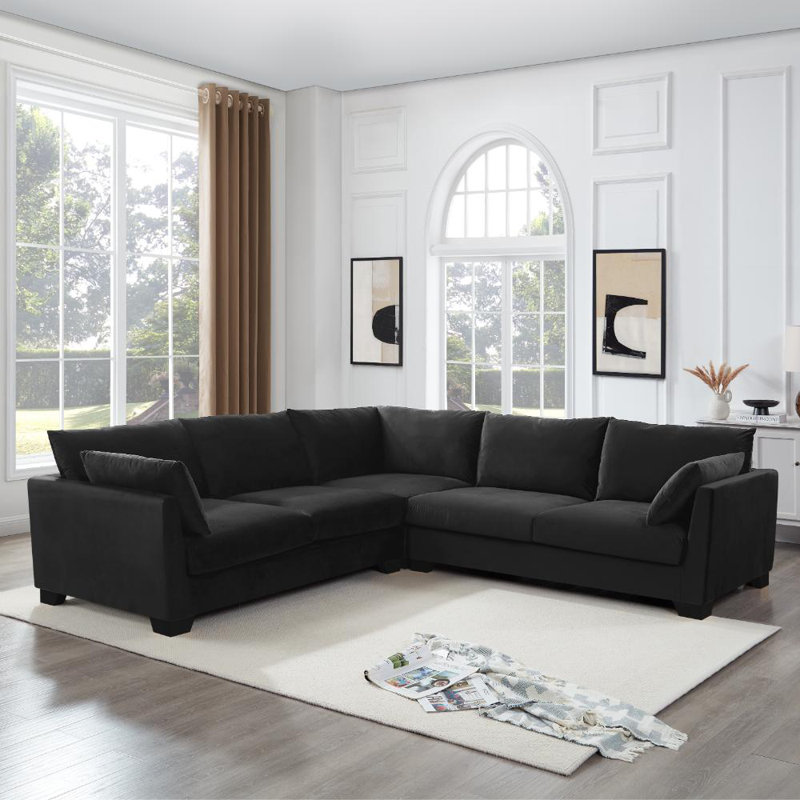 Cenko 5 Seater Sofa, Black Velvet