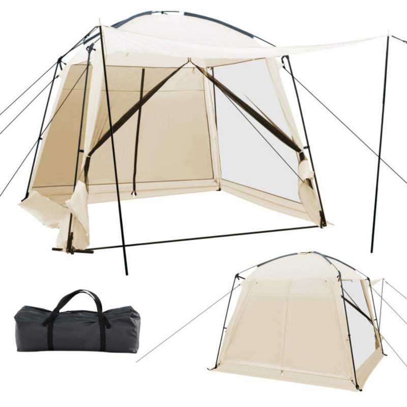 Tente de camping en forme de dôme pour 6 à 8 personnes avec sac de transport à parois latérales en filet