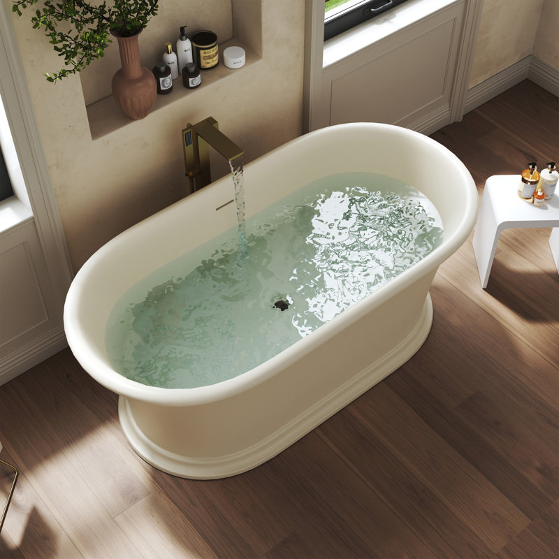 Baignoire autoportante en pierre reconstituée à surface solide avec bords arrondis épaisses de 60 po x 30 po Casainc