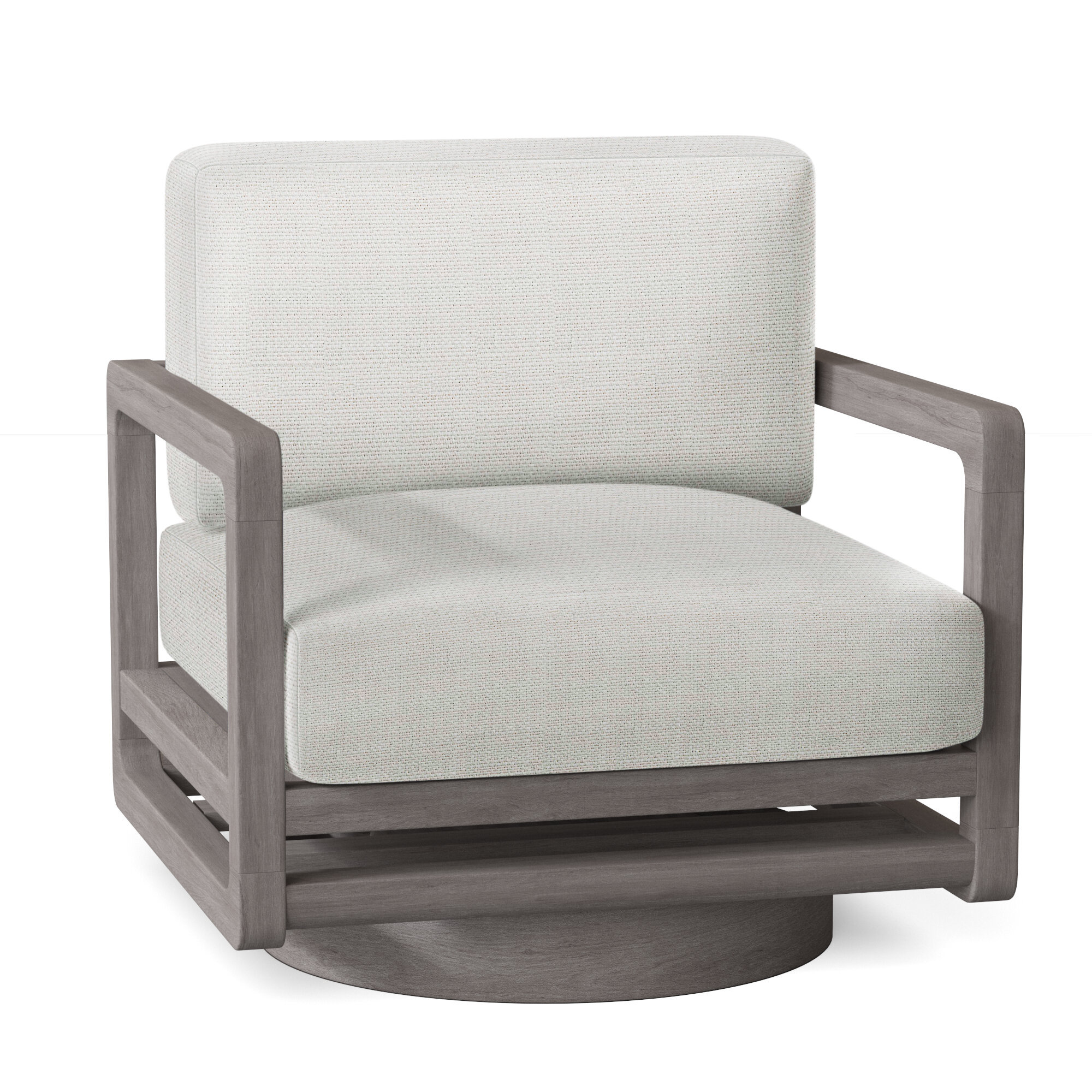 Tanah Teak Swivel Patio Chair with Cushions, White Linen 6016-000