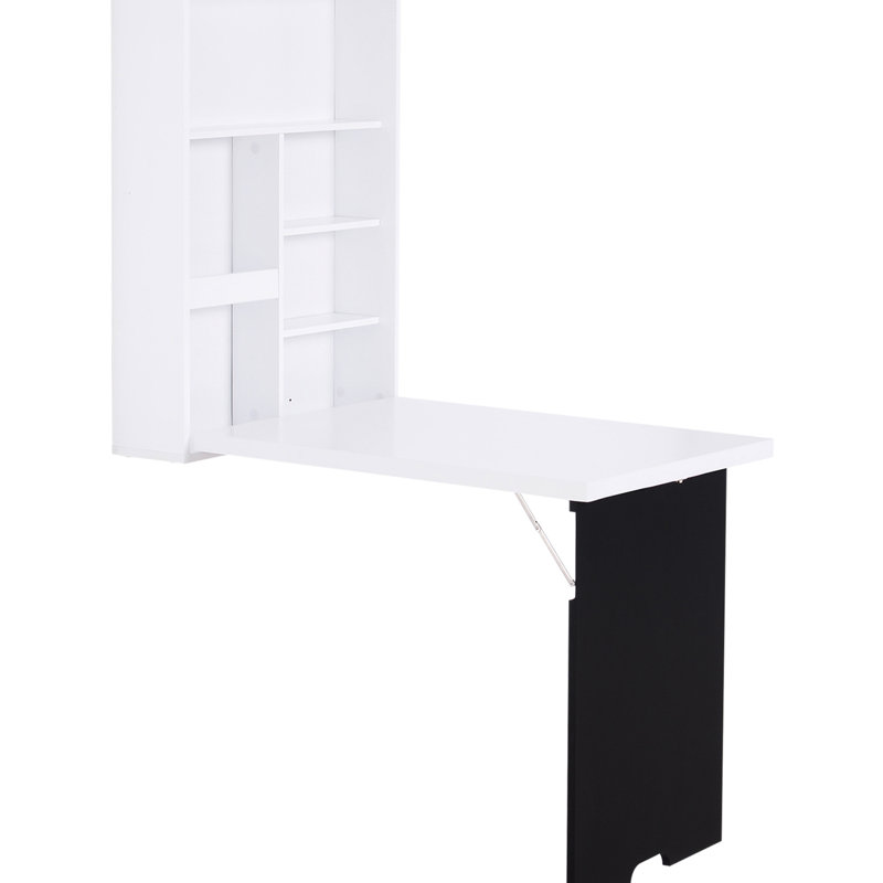 Le bureau mural avec tableau noir et rangement, blanc, améliore l'apparence des tablettes de l'espace, pour une petite salle à manger