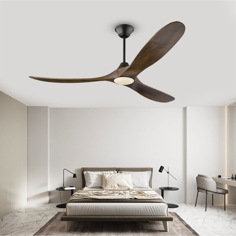 Ceiling Fan With Remote, 154cm Wide, Walnut