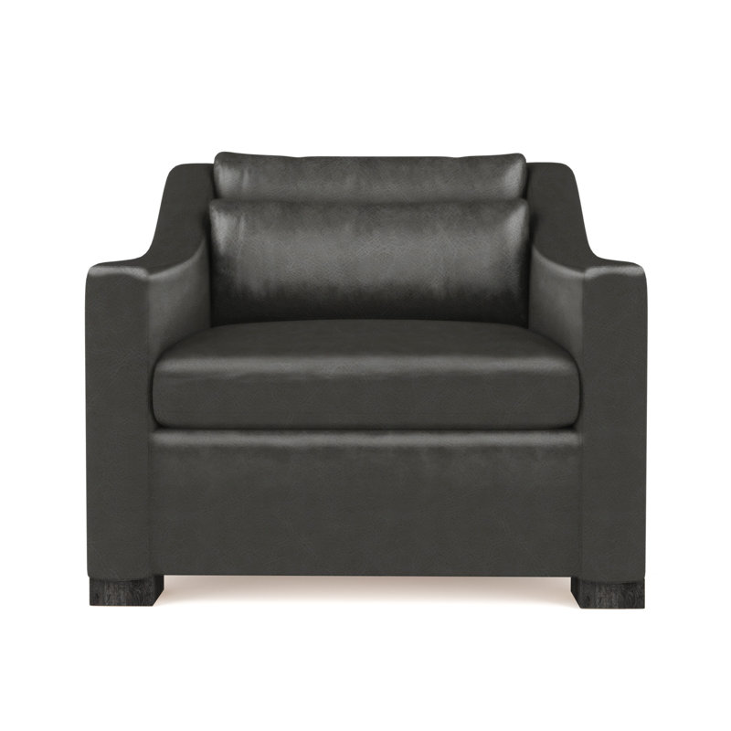 Crosby Armchair, Vintage Leather Graphite, 32.5" H x 35" W x 43" D, Ebony