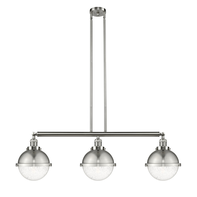 Luminaire suspendu linéaire à 3 lumières pour îlot de cuisine Amylah, Ampoule non incluse, Nickel satiné brossé, Grainé