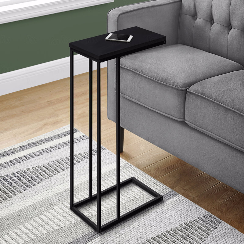 Accent Table, C-Shaped, End, Side, Snack, Laminate, Metal, Contemporary, Modern, Black