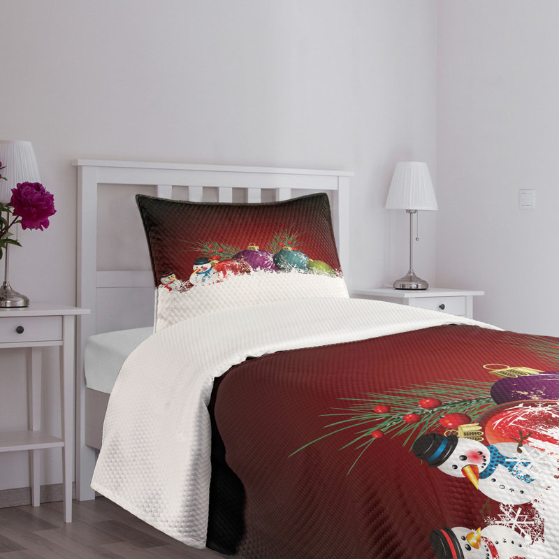 White Twin Kids Unisex Christmas Bedspread Set