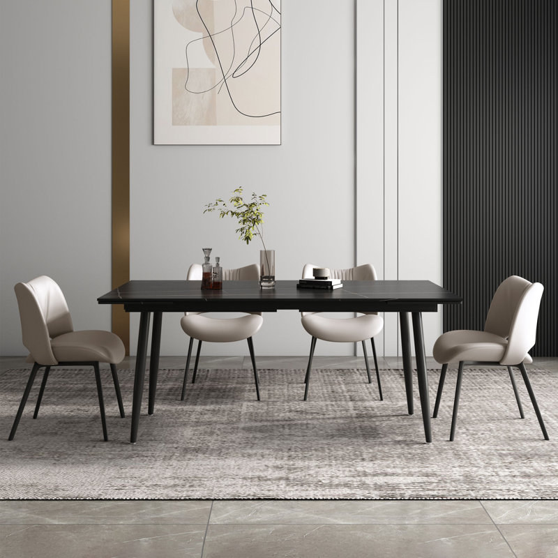 Madlaina Dining Table And Chairs Set, Black, 11 Piece Dining Set