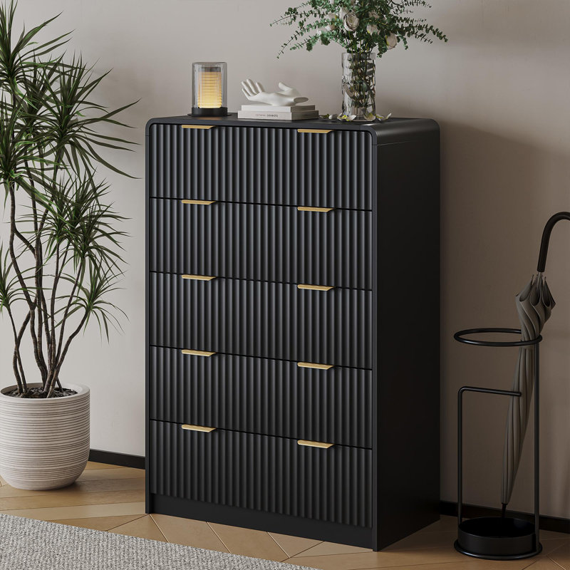 47.2” H 5-Drawer Dresser, Large Storage Chest Of Drawers ,Closet Clothes Organizer For BedroomFor Bedroom, Living Room, Black