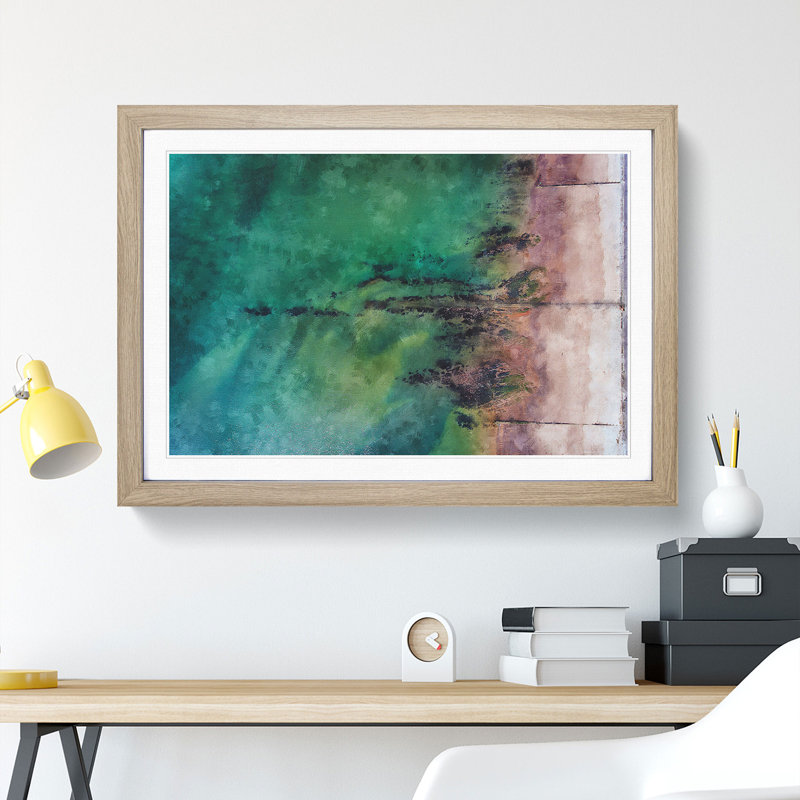 The Jurassic Coast in Dorset Painting - Framed Print, 27cm H x 36cm W x 2cm D, Oak