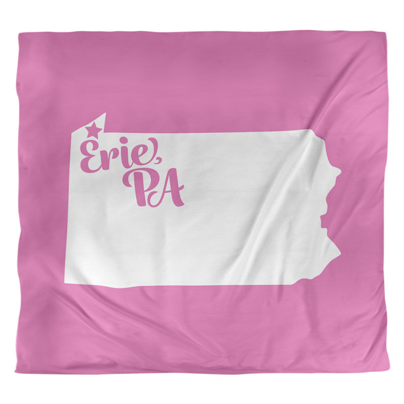 Housse de couette réversible simple Erie Pennsylvania, Rose, Housse de couette pour grand lit, Microfibre