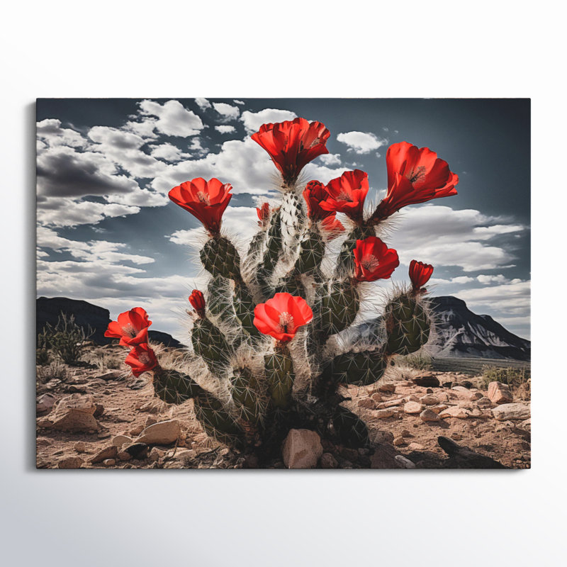 Western Desert Cactus Serenade - art mural sur toile Western, H 24 po x l 32 po x P 1 po, Toile tendue