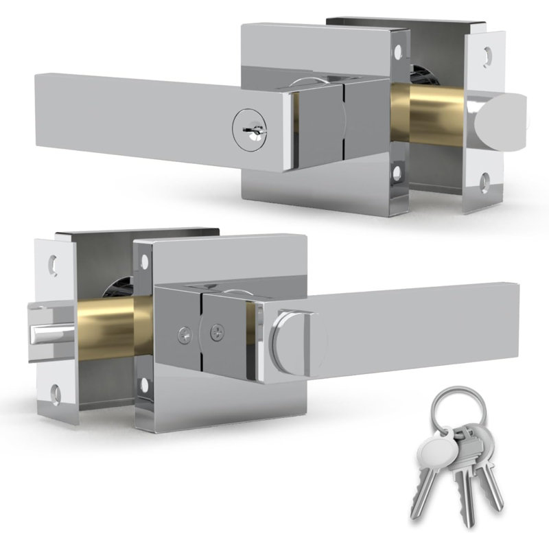 Poignée de porte à levier Mega Handles, verrouillage carré robuste, serrure, acier inoxydable durable, réversible, convient aux portes standard, serrure intérieure