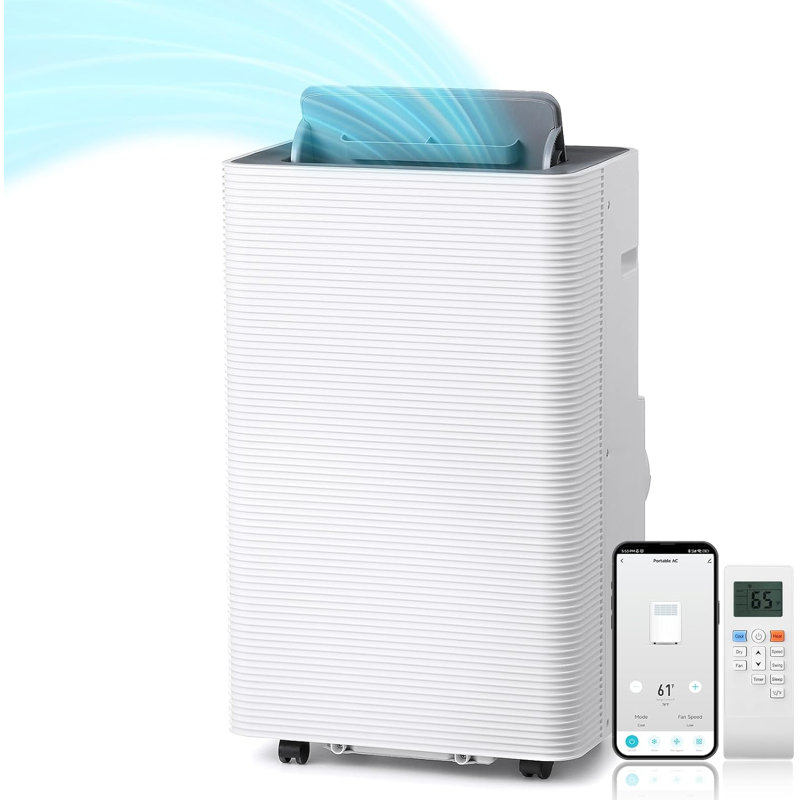 White Portable Air Conditioner and Heater with Remote and WiFi