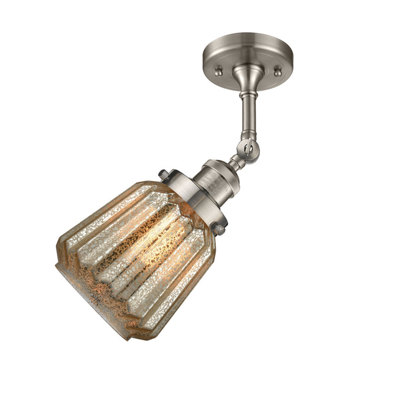 Vinson Glass Semi Flush Mount, Brushed Satin Nickel