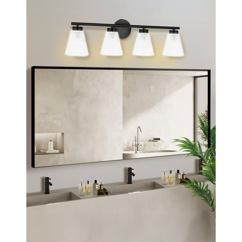 Meuble-lavabo 4 lumières Laclaire Laclaire, Noir mat