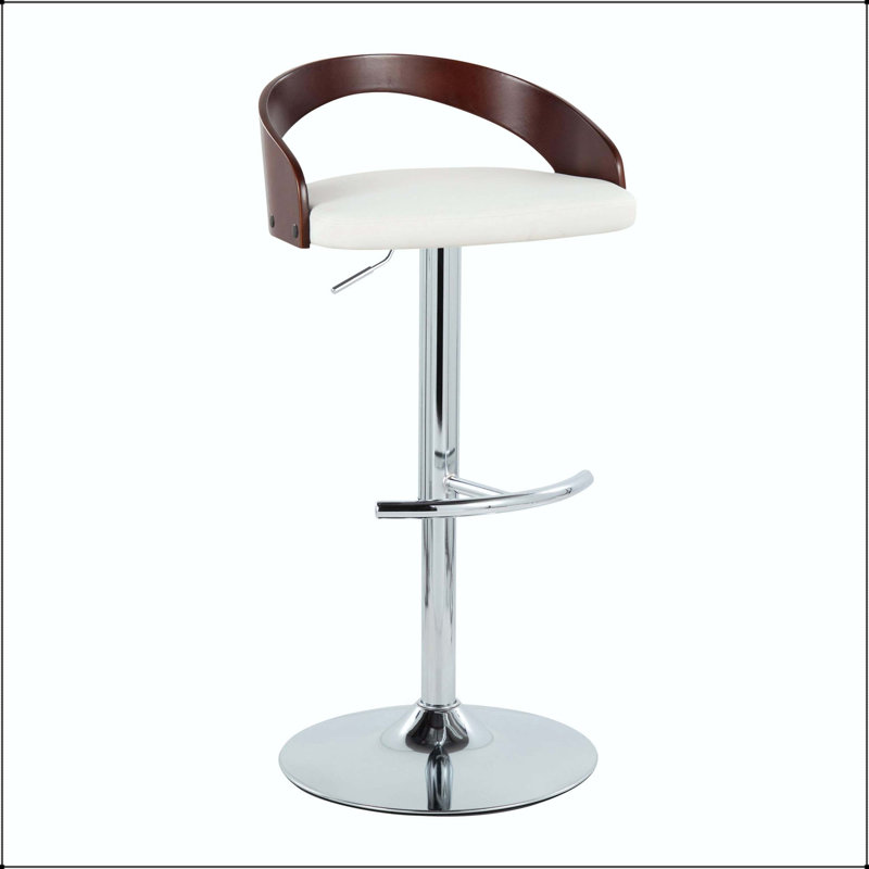 Tabouret de bar réglable avec pivot - ensemble de 3, Argent/Brun, Blanc, 3