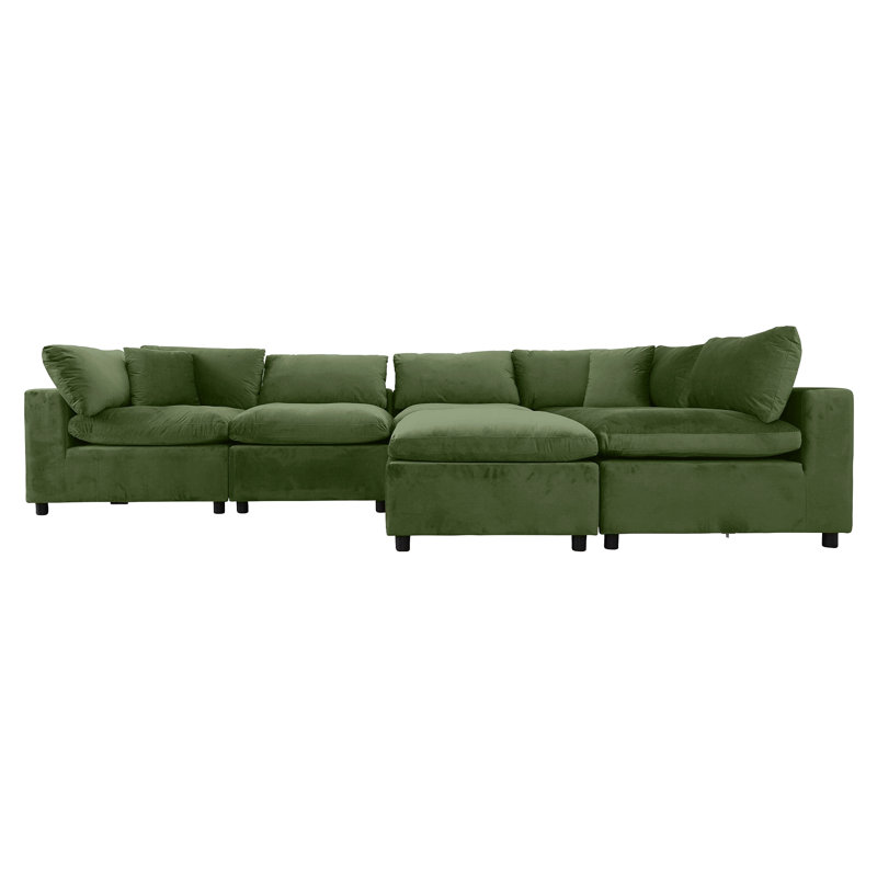 Canapé modulaire en velours vert olive Hayward, Vert olive