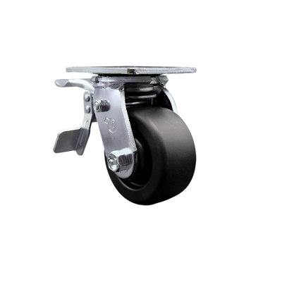 4 Inch Polyolefin Caster with Roller Bearing and Brake/Swivel Lock SCC