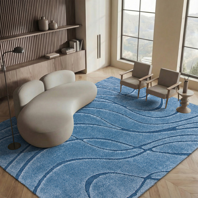Tapis crème / beige Ashal, Blue, Rectangle 6 pi x 9 pi