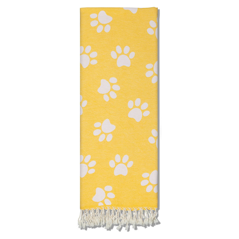 Serviette turque Chanyah Paw Print, Jaune