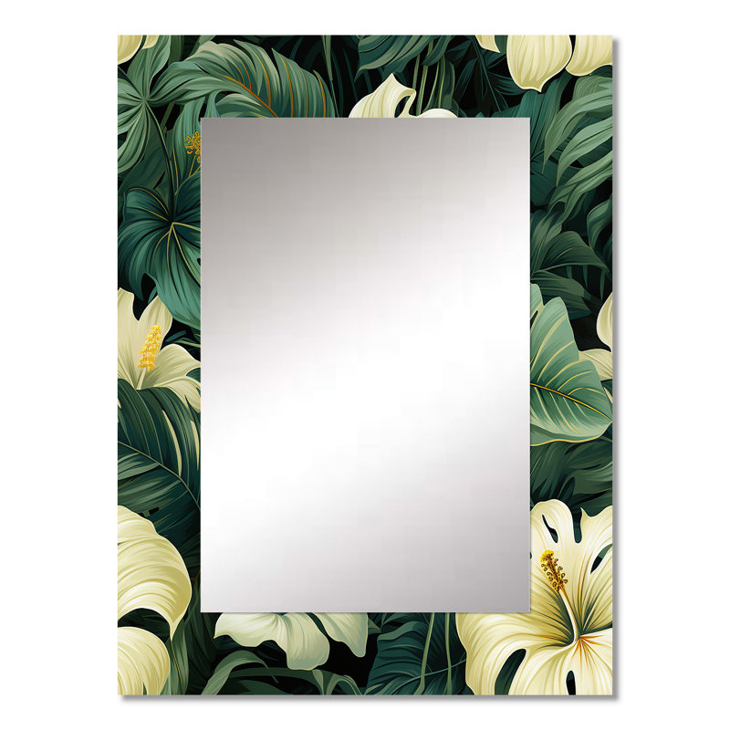Amiera Monstera Elegance, motif tropical - miroir mural unique, botanique, floral, 32 po x 24 po