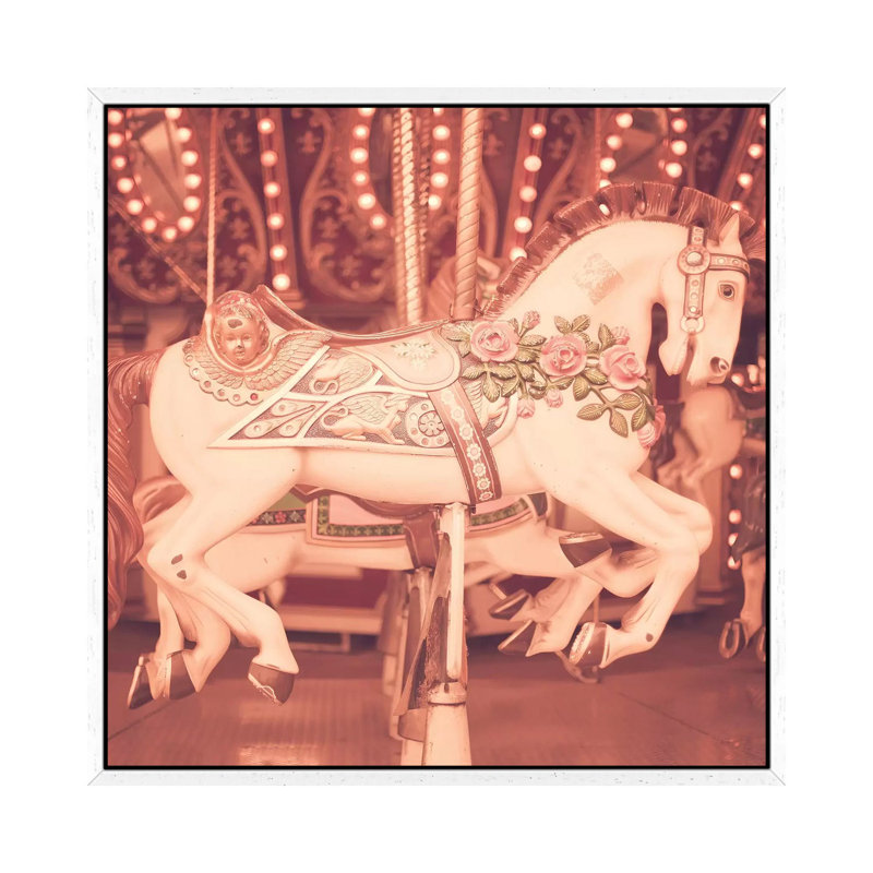 Blush Pink Horse 1 Piece Wall Art on Canvas, 93.98 cm H x 93.98 cm W, White Framed
