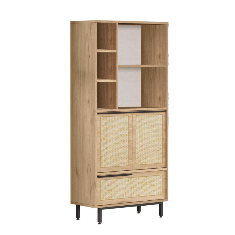 Stylish Bathroom Cabinet with Metal Legs, Walnut & Oak Finish, 29.4 x 63.7 x 14.0 inches | 100% Melamine Coated Particle Board, UV Coated for Durability | Modern Storage Solution for Any Bathroom