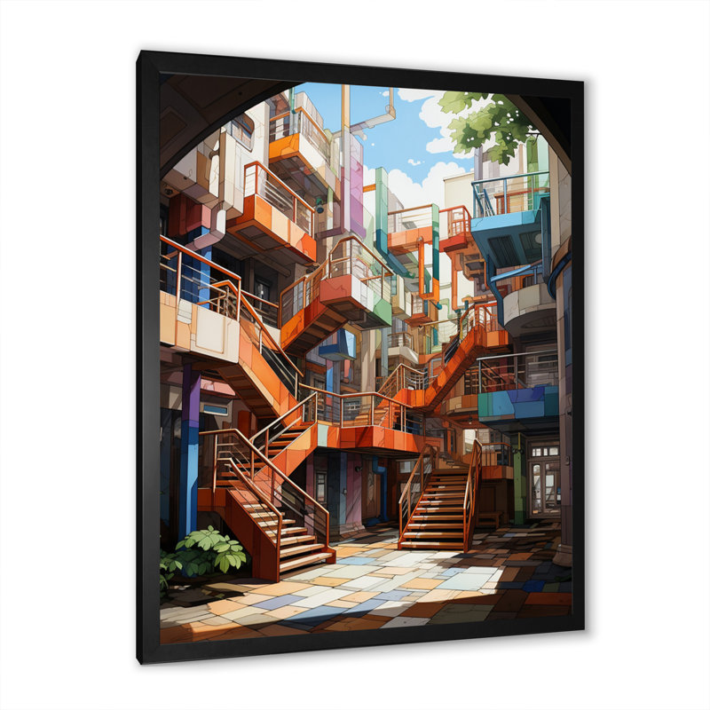 Architecture Building Infinite Knowledge III - Cityscapes Canvas Wall Art, Cadre photo noir, H 20 po x l 12 po x P 1 po