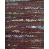 Kendale Abstract Area Rug in Green/Rust