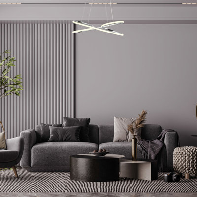 Modern Chrome Chandelier, 23.6 x 9.8 inches | Durable Metal Body with Silicone Cap, LED Socket (Max 6W) | Elegant Scandinavian Design for Home & Hotel | IP20 Rated, 220V-240V, Stylish Lighting Solution